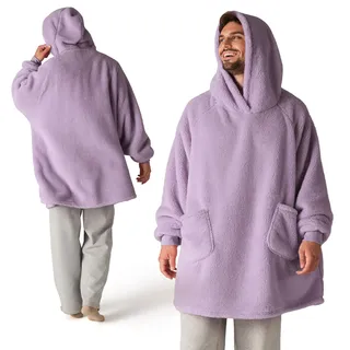 BEDSURE Hoodie Decke mit Ärmeln - Kuschelpullover als Geschenke für Frauen - Übergroßer Tragbare Decke zum Erwachsene Kuscheldecke mit Ärmeln Weihnachtsgeschenke für Frauen Herren, Lavendel 107x90