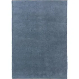 benuta nest Wollteppich, Blau, Textil, Beton Optik, Rechteckig, 120x170 cm, pflegeleicht, Teppiche , Böden, Teppiche, Naturteppiche