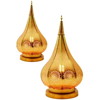 Marrakesch Orient & Mediterran Interior Orientalische Tischlampe Gold 2 St.