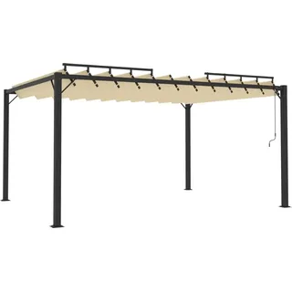 vidaXL Pergola mit Lamellendach 3x4 m Creme Stoff und Aluminium - Creme
