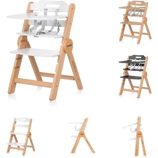 Chipolino Kinderhochstuhl Cacao Holz, Treppenstuhl, Beinstütze, klappbar, Gurt weiß