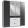 Drehtürenschrank Click 180 x 199 x 58 cm Weiß/Schwarz