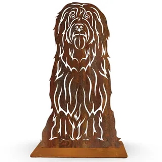 Terma Stahldesign Rost Hund Briard 75 cm lebensgroß Metall Gartenfigur Handmade Germany wetterfest Gartendeko Tierfigur Grabdeko Geschenk