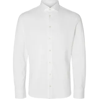 SELETED HOMME Herren SLHSLIMBOND-Pique Knit-Shirt LS NOOS Hemd, Bright White, L