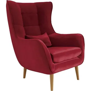 MIRJAN24 Polstersessel Estjano, Ohrensessel, Relaxsessel, Stilvoll Wohnzimmer Sessel (Farbe: Kronos 02) - Rot, Beige