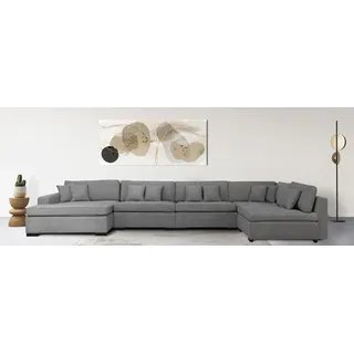Home Affaire Wohnlandschaft U-Form Polyester 5-Sitzer Grau