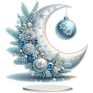 Dongcill DIY Diamond Painting Weihnachten Tisch Deko,Wintermond 5D Diamant Painting Tischdeko,Christmas Decorations,Diamant Malerei Stehend Kunst Set Weihnachtsdekoration Hausgeschenk