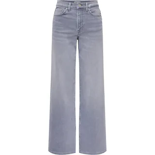 High-waist-Jeans ONLY "ONLMADISON JOGG HW WIDE DNM", Damen, Gr. 26, Länge 30, light grau denim, Denim/Jeans, Obermaterial: 100% Baumwolle, unifarben, weit lang, Jeans High-waist-Jeans, high waist, wide fit