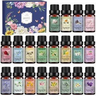 Ätherische Öle Set, 20x10ml Ätherische Öle für Diffusor, Reines Duftöl Set für Massageseife, Seife, Duftkerzen, Aromatherapie, Kerzenherstellung- Kleine Geschenke für Frauen Weihnachten Geburtstag