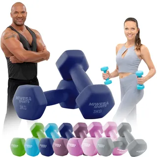 Miweba Sports Neopren Hantelset NKH100 | 0.5-10 kg Gewichte | Profi Hantel | Hexagon Hanteln Set | Kurzhanteln | Kurzhantel Set | Gymnastikhanteln | Hantel Set | Dumbbell