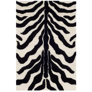 SAFAVIEH Zebra Teppich für Wohnzimmer, Esszimmer, Schlafzimmer - Cambridge Collection, Kurzer Flor, Elfenbein und Schwarz, 76 X 244 cm