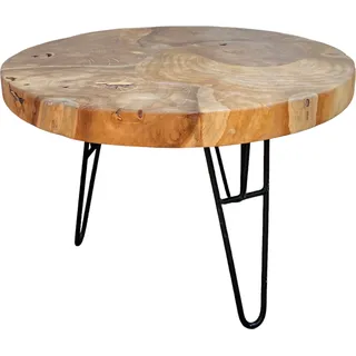 Runder Beistelltisch -Couchtisch Sofatisch - Modern aus Holz und Metall - Schwarz, Braun