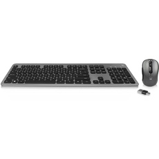 Ewent Kabellose Tastatur und Maus, vollständige Tastatur mit 13 Multimedia-Tasten, leise und niedriges Profil, energiesparendes System, spanisches Layout