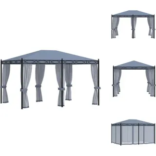 vidaXL Pavillon mit Mückennetze 3x4 m Anthrazit Stahl - Pavillons & Partyzelte - Grau