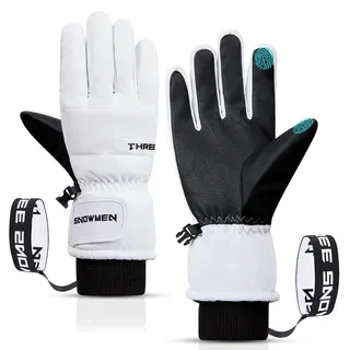 Durio Winterhandschuhe Skihandschuh Herren Damen Wasserdicht Warme Touchscreen Thermo Handschuhe Weiß M