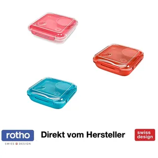 Rotho Lunchbox Memory 1,1 l, 19,5 x 19,5 x 9,1 cm, papaya rot