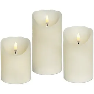 LED Kerzenset Lafiora Glas mit Wachskerze H 19 cm Lichtfarbe warmweiß inkl. 6 St