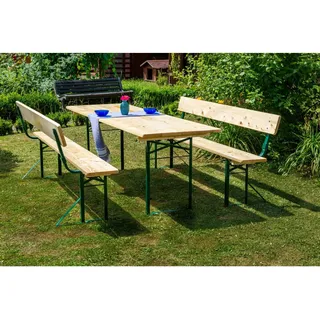Bierzelt-Garnitur mit Rückenlehne klappbar mit 70 cm breitem Tisch