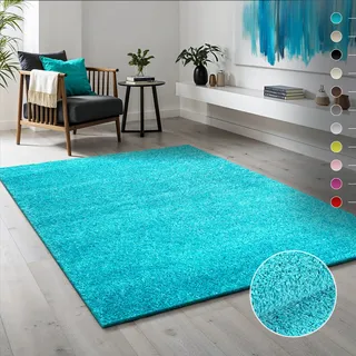 Hochflor-Läufer SANAT "LOCA" Gr. 11, blau (aquablau), B:67cm H:30mm L:230cm, Kunstfaser, Teppiche, Hochflor-Läufer, Wohnzimmer, Langflor, Shaggy, Schlafzimmer