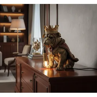 formano Tischlampe Hund 33 cm Handbemalte Tierlampe Polyresin königliches Design - Bunt