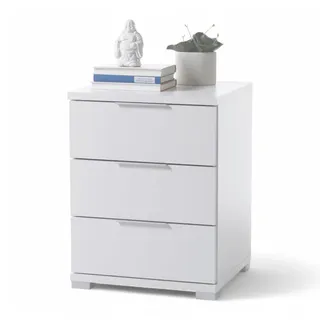 SchlafKONTOR »Smilla Nachttisch, Nachtkonsole mit Schubkästen« Korpus melaminbeschichtet, silberfarbige oder schwarze Griffe, weiß