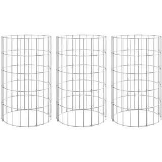 vidaXL Gabionen-Hochbeete 3 Stk. Rund Verzinkter Stahl Ø30x50 cm - Silber