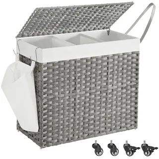 Wäschekorb , Grau , Metall, Kunststoff , 140 l , 66x66x33 cm , Tragegriffe, Deckel, Innenfutter, zusammenfaltbar , Haushalt & Kleinelektro, Wäschepflege, Wäschekörbe & Wäschetonnen
