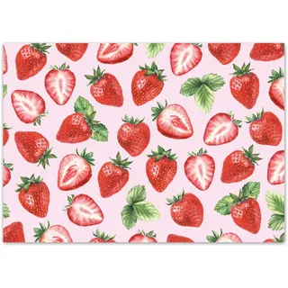 younikat Tischunterlagen Erdbeer - 100 Stück A3 eckig - Platz-Set aus Papier Einweg Tischset I Rosa Obst Sommer Geburtstag Feier I Gastronomie und Haushalt I you0037