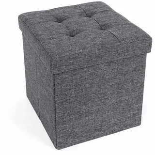 Songmics Sitzbox , Grau , Textil, Holzwerkstoff , 38x38x38 cm , faltbar , Wohnzimmer, Sessel, Hocker & Hockerbänke, Sitzwürfel