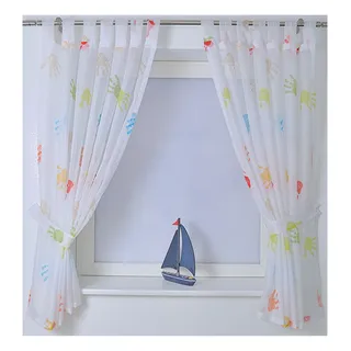 Gardine KUTTI "Hände" Gr. 1, bunt, B:140cm H:145cm, Obermaterial: 100% Polyester, Gardinen, Gardine, mit einem Raffhalter, Kindergardine, bedruckt, bunt