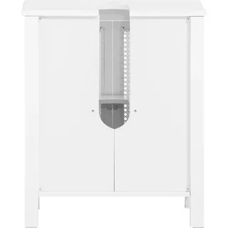 SoBuy Waschbeckenunterschrank mit Gitteroptik-Türen 50x60x33cm Weiß BZR35-W