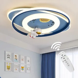LED Deckenleuchte Kinderzimmer,58cm kreative Cartoon Astronauten Deckenlampe Kinderzimmer mit Fernbedienung,dimmbare Deckenleuchte für Kinderzimmer, Schlafzimmer, Deckenleuchte,Wohnzimmer,Kindergarten