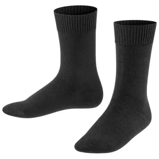Falke Unisex Kinder Socken Comfort Wool K So Wolle einfarbig 1 Paar, Schwarz Black 3000, 27-30