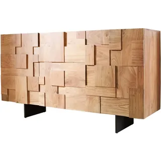 DeLife Sideboard Puzzle 145 cm Akazie Natur Fuß schwebend Metall schwarz,