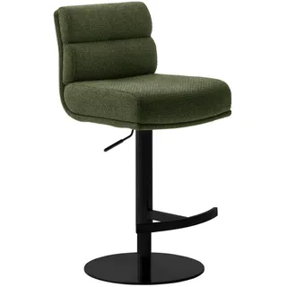 Dieter Knoll Barhocker , Schwarz, Olivgrün , Metall, Textil , Drehteller, Säule, rund , 43x84x52 cm , Stoffauswahl, Typenauswahl, Gestellauswahl , Esszimmer, Stühle, Hocker