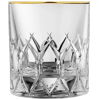 ARNSTADT KRISTALL Whiskyglas Eclipse Gold klar (9 cm) - Kristallglas mundgeblasen · handgeschliffen · Handmade in Germany · 24 Karat Goldrand