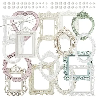 Mayplous 4 Packungen Vintage-Papierrahmen-Rand, Pappe, Foto-Bilderrahmen, Retro-Scrapbooking-Rand, Spiegelrahmen, dekoratives Papier mit geprägtem Muster für Tagebuch-Handwerk (Comfort)
