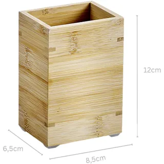 KESPER | Zahnbürstenhalter mit Ablaufgitter, Material: Bambus, Maße: 8,5 x 6,5 x 12 cm, Farbe: Natur Braun | 19401