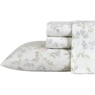 Laura Ashley Startseite – King-Size-Bettlaken, Baumwoll-Flanell-Bettwäsche-Set, gebürstet für zusätzliche Weichheit und Komfort (Fawna, King-Size)