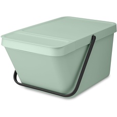 Brabantia - Sort & Go Stapelbarer Abfallbehälter 20L - Großer Recycling-Behälter - Tragegriff - Leicht zu Reinigen - Geeignet als Vorratsbehälter & Papierkorb - Jade Green - 28 x 45 x 22,5 cm