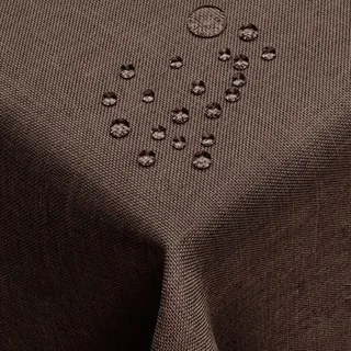 DecoHomeTextil Leinen Optik Tischdecke, Quadratisch 130 x 130 cm Dunkelbraun, wasserabweisend, fleckenabweisend, abwaschbar, Lotuseffekt, bügelfrei