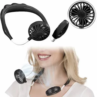 Mobiler Akku-Doppelventilator Nackenventilator mit 3 Geschwindigkeisstufen