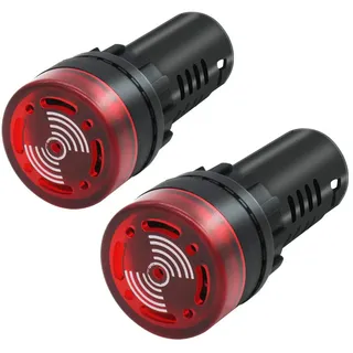 mxuteuk 2 Stücke 22mm AC/DC 24V Rote LED Summer Alarmanzeige Blinker-Anzeigelampe AD16-22SM-RR24V