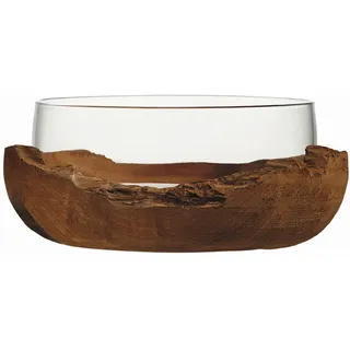 Leonardo Dekoschale , Klar, Teakfarben , Holz, Glas , Teakholz , rund , 28x11x28 cm , Dekoration, Dekoschalen