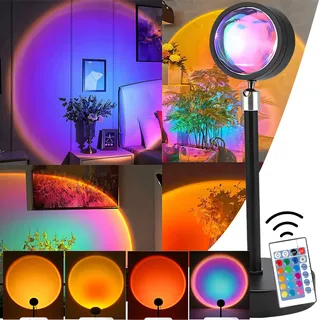 Sonnenuntergang Lampe LED, Projektor Licht, Nachttischlampen, Projektionslampe, Sunset Sonne Tischlampe, Umgebungslicht, Foto-Requisiten USB Retoo - Schwarz