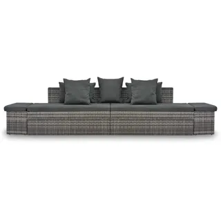 vidaXL 4-tlg. Garten-Sofagarnitur mit Kissen Grau Poly Rattan - Grau