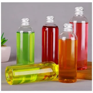 SYJINHUASY 16PCS 50ML Kunststoffflaschen, Mini-Alkoholflaschen mit silbernen Schraubverschlüssen, wiederverwendbare Saucenflaschen mit Trichter, Partys und Hochzeiten, Miniatur-Alkoholflaschen