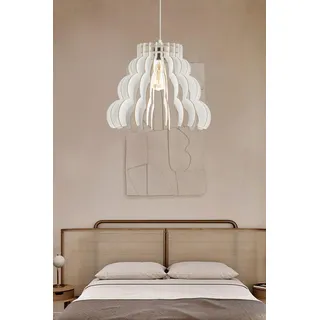 Elegant Cloudy Chandelier, White MDF Body, Adjustable Height 70 cm, Cap 31 cm x 37 cm, E27 Socket Max 40W | Perfect for Modern Home Décor