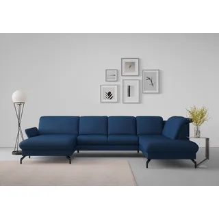 sit&more Wohnlandschaft "Fashion U-Form" wahlweise mit Kopfteilverstellung, Vorziehsitz, motorisch, Metallfüße, blau