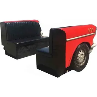 Doppel Auto Sofa Diner Sofa Couch Auto Möbel USA Einrichtung Deko Modell Leder - Rot, Schwarz